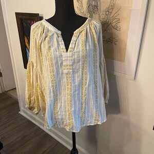 Velvet by Graham and Spencer Yellow and White Women's Top